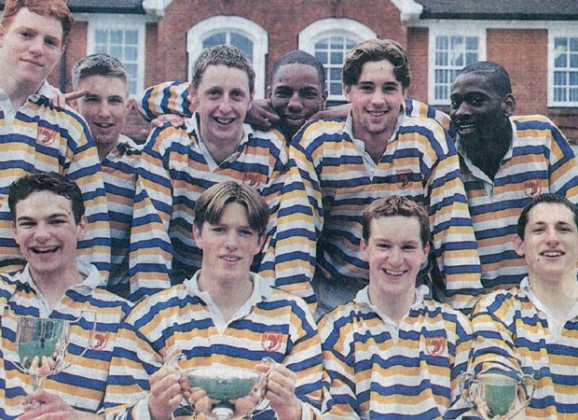 Paul Sackey, top right, and the 97' Rosslyn Park winning team