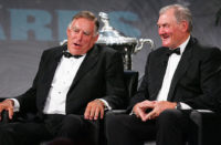 Sir Brian Lochore sat with Colin Meads