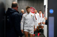 Owen Farrell makes his way to the pitch for a Six Nations match