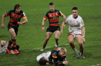 Gloucester fly-half George Barton scores the match-winning try against Ulster