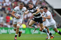 Alex Dombrandt in action for England against the Barbarians