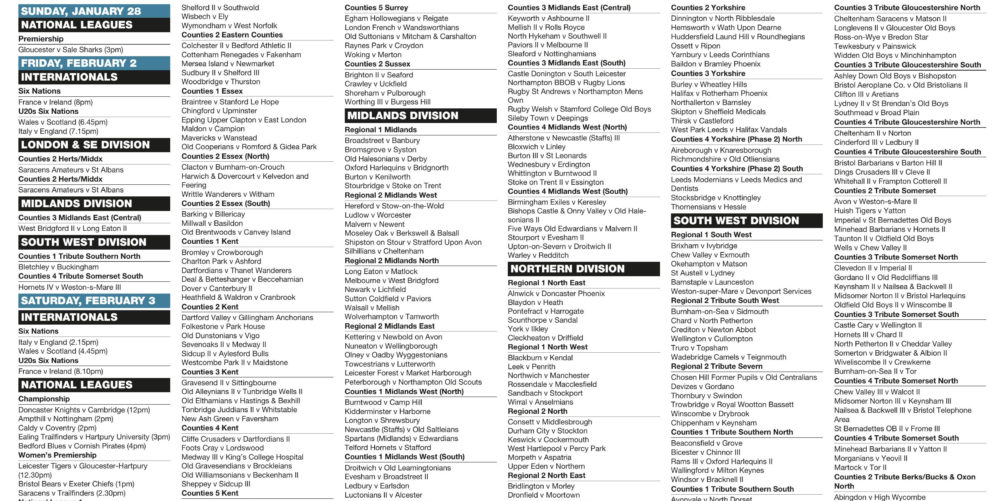 Forthcoming fixtures